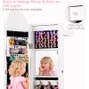 image:imageINFANS Kids Jewelry Armoire Cabinet with LED Lights Lockable Standing Organizer with Fulllength Mirror Unicorn Theme Children Vanity Dress Up Storage Rack for GirlsWhite Unicorn