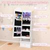 image:imageINFANS Kids Jewelry Armoire Cabinet with LED Lights Lockable Standing Organizer with Fulllength Mirror Unicorn Theme Children Vanity Dress Up Storage Rack for GirlsWhite Cloud