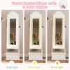 image:imageINFANS Kids Jewelry Armoire Cabinet with LED Lights Lockable Standing Organizer with Fulllength Mirror Unicorn Theme Children Vanity Dress Up Storage Rack for GirlsWhite Cloud