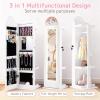 image:imageINFANS Kids Jewelry Armoire Cabinet with LED Lights Lockable Standing Organizer with Fulllength Mirror Unicorn Theme Children Vanity Dress Up Storage Rack for GirlsWhite Unicorn