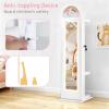 image:imageINFANS Kids Jewelry Armoire Cabinet with LED Lights Lockable Standing Organizer with Fulllength Mirror Unicorn Theme Children Vanity Dress Up Storage Rack for GirlsWhite Unicorn