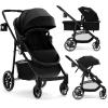 image:imageINFANS 2 in 1 Baby Stroller High Landscape Infant Stroller amp Reversible Bassinet Pram Foldable Pushchair with Adjustable Canopy Cup Holder Storage Basket Suspension Wheels KhakiBlack