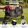 image:imageINFANS 4 Seater Wagon Stroller AllTerrain Foldable Wagon for 4 Kids with Adjustable Push Pull Handles 5Point Harness Detachable Seats Snack Tray Insulated Organizer Removable Canopy GreyBlack