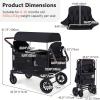 image:imageINFANS 4 Seater Wagon Stroller AllTerrain Foldable Wagon for 4 Kids with Adjustable Push Pull Handles 5Point Harness Detachable Seats Snack Tray Insulated Organizer Removable Canopy GreyBlack