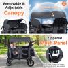 image:imageINFANS 4 Seater Wagon Stroller AllTerrain Foldable Wagon for 4 Kids with Adjustable Push Pull Handles 5Point Harness Detachable Seats Snack Tray Insulated Organizer Removable Canopy GreyGray