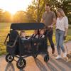 image:imageINFANS 4 Seater Wagon Stroller AllTerrain Foldable Wagon for 4 Kids with Adjustable Push Pull Handles 5Point Harness Detachable Seats Snack Tray Insulated Organizer Removable Canopy GreyBlack