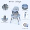 image:imageINFANS 9 in 1 High Chair Convertible Baby Highchair for Babies and Toddlers Table and Chair Set Building Block Infant Dining Booster Seat Kids Stool with Activity Children Play Kitchen BrownBlue
