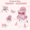 image:imageINFANS 9 in 1 High Chair Convertible Baby Highchair for Babies and Toddlers Table and Chair Set Building Block Infant Dining Booster Seat Kids Stool with Activity Children Play Kitchen BrownPink