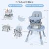 image:imageINFANS 9 in 1 High Chair Convertible Baby Highchair for Babies and Toddlers Table and Chair Set Building Block Infant Dining Booster Seat Kids Stool with Activity Children Play Kitchen BrownBlue