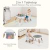 image:imageINFANS 9 in 1 High Chair Convertible Baby Highchair for Babies and Toddlers Table and Chair Set Building Block Infant Dining Booster Seat Kids Stool with Activity Children Play Kitchen BrownBeige