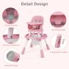 image:imageINFANS 9 in 1 High Chair Convertible Baby Highchair for Babies and Toddlers Table and Chair Set Building Block Infant Dining Booster Seat Kids Stool with Activity Children Play Kitchen BrownPink