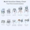 image:imageINFANS 9 in 1 High Chair Convertible Baby Highchair for Babies and Toddlers Table and Chair Set Building Block Infant Dining Booster Seat Kids Stool with Activity Children Play Kitchen BrownBlue