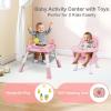 image:imageINFANS 9 in 1 High Chair Convertible Baby Highchair for Babies and Toddlers Table and Chair Set Building Block Infant Dining Booster Seat Kids Stool with Activity Children Play Kitchen BrownPink