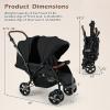 image:imageINFANS Double Stroller Foldable Baby Tandem Stroller with Djustable Backrest Canopy Footrest 5Point Harness Storage Basket Convertible Compact Twin Stroller for Infants and Toddlers SageBlack