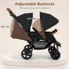 image:imageINFANS Double Stroller Foldable Baby Tandem Stroller with Djustable Backrest Canopy Footrest 5Point Harness Storage Basket Convertible Compact Twin Stroller for Infants and Toddlers SageBlack