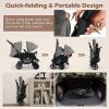 image:imageINFANS Double Stroller Foldable Baby Tandem Stroller with Djustable Backrest Canopy Footrest 5Point Harness Storage Basket Convertible Compact Twin Stroller for Infants and Toddlers SageLight Grey