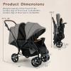 image:imageINFANS Double Stroller Foldable Baby Tandem Stroller with Djustable Backrest Canopy Footrest 5Point Harness Storage Basket Convertible Compact Twin Stroller for Infants and Toddlers SageLight Grey