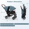image:imageINFANS Double Stroller Foldable Baby Tandem Stroller with Djustable Backrest Canopy Footrest 5Point Harness Storage Basket Convertible Compact Twin Stroller for Infants and Toddlers SageSage