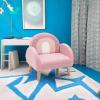 image:imageINFANS Kids Sofa Toddler Rocking Chair with Solid Wooden Frame AntiTipping Design Plush Fabric Children Armchair for Nursery Kindergarten Gift for Boys Girls Rocking Chair OrangePink