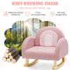 image:imageINFANS Kids Sofa Toddler Rocking Chair with Solid Wooden Frame AntiTipping Design Plush Fabric Children Armchair for Nursery Kindergarten Gift for Boys Girls Rocking Chair OrangePink