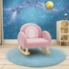 image:imageINFANS Kids Sofa Toddler Rocking Chair with Solid Wooden Frame AntiTipping Design Plush Fabric Children Armchair for Nursery Kindergarten Gift for Boys Girls Rocking Chair OrangePink