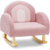 image:imageINFANS Kids Sofa Toddler Rocking Chair with Solid Wooden Frame AntiTipping Design Plush Fabric Children Armchair for Nursery Kindergarten Gift for Boys Girls Rocking Chair OrangePink