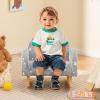 image:imageINFANS Kids Sofa Toddler Rocking Chair with Solid Wooden Frame AntiTipping Design Plush Fabric Children Armchair for Nursery Kindergarten Gift for Boys Girls Rocking Chair OrangeGreyfluorescent