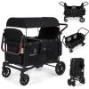 image:imageINFANS 4 Seater Wagon Stroller AllTerrain Foldable Wagon for 4 Kids with Adjustable Push Pull Handles 5Point Harness Detachable Seats Snack Tray Insulated Organizer Removable Canopy GreyBlack