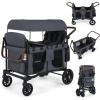 image:imageINFANS 4 Seater Wagon Stroller AllTerrain Foldable Wagon for 4 Kids with Adjustable Push Pull Handles 5Point Harness Detachable Seats Snack Tray Insulated Organizer Removable Canopy GreyGray