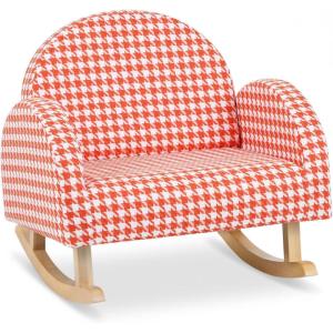 image:imageINFANS Kids Sofa Toddler Rocking Chair with Solid Wooden Frame AntiTipping Design Plush Fabric Children Armchair for Nursery Kindergarten Gift for Boys Girls Rocking Chair OrangeOrange