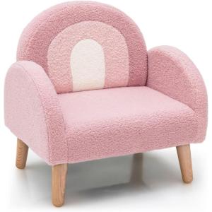 image:imageINFANS Kids Sofa Toddler Rocking Chair with Solid Wooden Frame AntiTipping Design Plush Fabric Children Armchair for Nursery Kindergarten Gift for Boys Girls Rocking Chair OrangePink