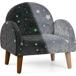 image:imageINFANS Kids Sofa Toddler Rocking Chair with Solid Wooden Frame AntiTipping Design Plush Fabric Children Armchair for Nursery Kindergarten Gift for Boys Girls Rocking Chair OrangeGreyfluorescent