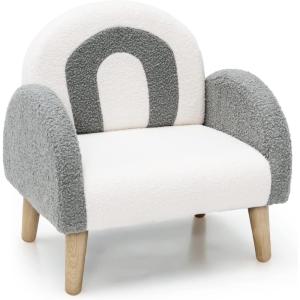 image:imageINFANS Kids Sofa Toddler Rocking Chair with Solid Wooden Frame AntiTipping Design Plush Fabric Children Armchair for Nursery Kindergarten Gift for Boys Girls Rocking Chair OrangeGrey