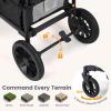 image:imageINFANS Wagon Stroller for 2 Kids Foldable Wagon Cart with Adjustable Handle Pull Bar Removable Canopy Footwell Snack Tray Harnesses for Infants Toddlers 636 Months BlackBlack