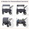 image:imageINFANS Wagon Stroller for 2 Kids Foldable Wagon Cart with Adjustable Handle Pull Bar Removable Canopy Footwell Snack Tray Harnesses for Infants Toddlers 636 Months BlackGrey