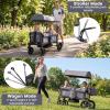 image:imageINFANS Wagon Stroller for 2 Kids Foldable Wagon Cart with Adjustable Handle Pull Bar Removable Canopy Footwell Snack Tray Harnesses for Infants Toddlers 636 Months BlackGrey