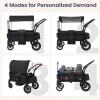 image:imageINFANS Wagon Stroller for 2 Kids Foldable Wagon Cart with Adjustable Handle Pull Bar Removable Canopy Footwell Snack Tray Harnesses for Infants Toddlers 636 Months BlackBlack