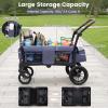 image:imageINFANS Wagon Stroller for 2 Kids Foldable Wagon Cart with Adjustable Handle Pull Bar Removable Canopy Footwell Snack Tray Harnesses for Infants Toddlers 636 Months BlackGrey