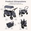 image:imageINFANS Wagon Stroller for 2 Kids Foldable Wagon Cart with Adjustable Handle Pull Bar Removable Canopy Footwell Snack Tray Harnesses for Infants Toddlers 636 Months BlackGrey