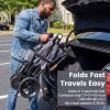image:imageINFANS Wagon Stroller for 2 Kids Foldable Wagon Cart with Adjustable Handle Pull Bar Removable Canopy Footwell Snack Tray Harnesses for Infants Toddlers 636 Months BlackGrey