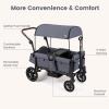image:imageINFANS Wagon Stroller for 2 Kids Foldable Wagon Cart with Adjustable Handle Pull Bar Removable Canopy Footwell Snack Tray Harnesses for Infants Toddlers 636 Months BlackGrey