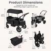 image:imageINFANS Wagon Stroller for 2 Kids Foldable Wagon Cart with Adjustable Handle Pull Bar Removable Canopy Footwell Snack Tray Harnesses for Infants Toddlers 636 Months BlackBlack
