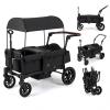 image:imageINFANS Wagon Stroller for 2 Kids Foldable Wagon Cart with Adjustable Handle Pull Bar Removable Canopy Footwell Snack Tray Harnesses for Infants Toddlers 636 Months BlackBlack