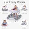 image:imageINFANS Baby Walker 5 in 1 Behind Walker Learning Seated Rocker Bouncer with Removable Music Tray Adjustable Height Washable Seat Cushion Foldable Activity Center for Toddlers DarkLight Gray