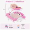 image:imageINFANS Baby Walker 5 in 1 Behind Walker Learning Seated Rocker Bouncer with Removable Music Tray Adjustable Height Washable Seat Cushion Foldable Activity Center for Toddlers DarkPink