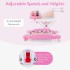 image:imageINFANS Baby Walker 5 in 1 Behind Walker Learning Seated Rocker Bouncer with Removable Music Tray Adjustable Height Washable Seat Cushion Foldable Activity Center for Toddlers DarkPink