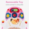 image:imageINFANS Baby Walker 5 in 1 Behind Walker Learning Seated Rocker Bouncer with Removable Music Tray Adjustable Height Washable Seat Cushion Foldable Activity Center for Toddlers DarkPink