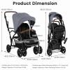 image:imageINFANS Sit and Stand Double Stroller Foldable Tandem with Standing Platform Reclining Backrest Adjustable Handlebar and Footrest Storage Basket 5Point Harnesses Baby Pushchair for ToddlersGrey