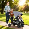 image:imageINFANS Sit and Stand Double Stroller Foldable Tandem with Standing Platform Reclining Backrest Adjustable Handlebar and Footrest Storage Basket 5Point Harnesses Baby Pushchair for ToddlersGrey