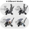 image:imageINFANS Sit and Stand Double Stroller Foldable Tandem with Standing Platform Reclining Backrest Adjustable Handlebar and Footrest Storage Basket 5Point Harnesses Baby Pushchair for ToddlersGrey